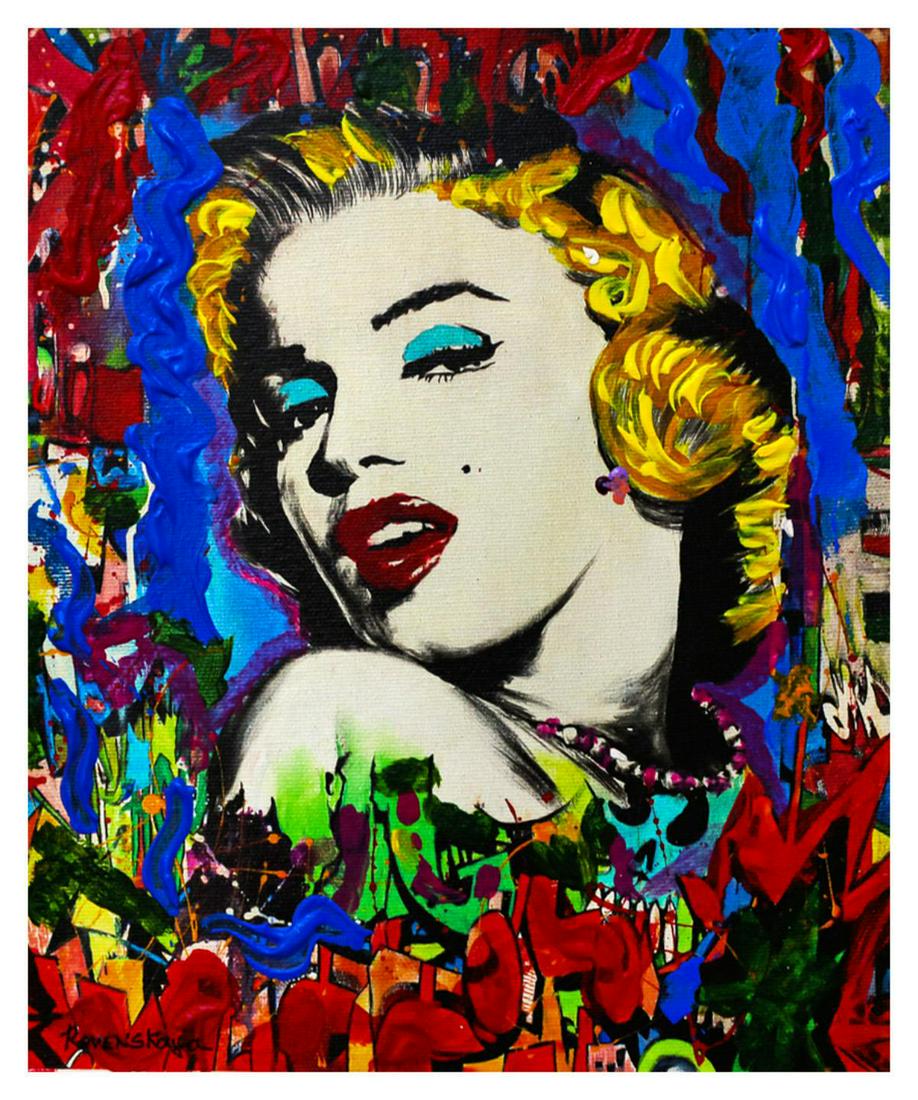 Nastya Rovenskaya- Mixed Media "Marilyn Monroe I": Artist: Nastya Rovenskaya. Medium: Mixed Media. Title: Marilyn Monroe I. Size (Unframed): 10" x 8". Certificate of Authenticity: From the publisher. Reference# 19057.