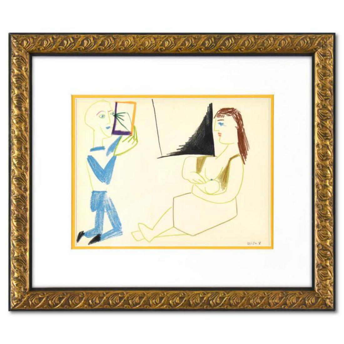 Pablo Picasso (1881-1973), "La Comedie Humaine 29.1.54.V" Framed Lithograph on Paper, with Letter of (1 of 1)