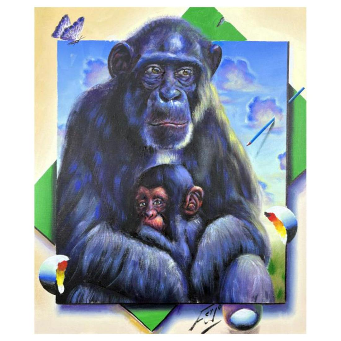Ferjo, "Gorilla Love" Hand Signed Original Painting on Canvas with Letter of Authenticity (1 of 1)