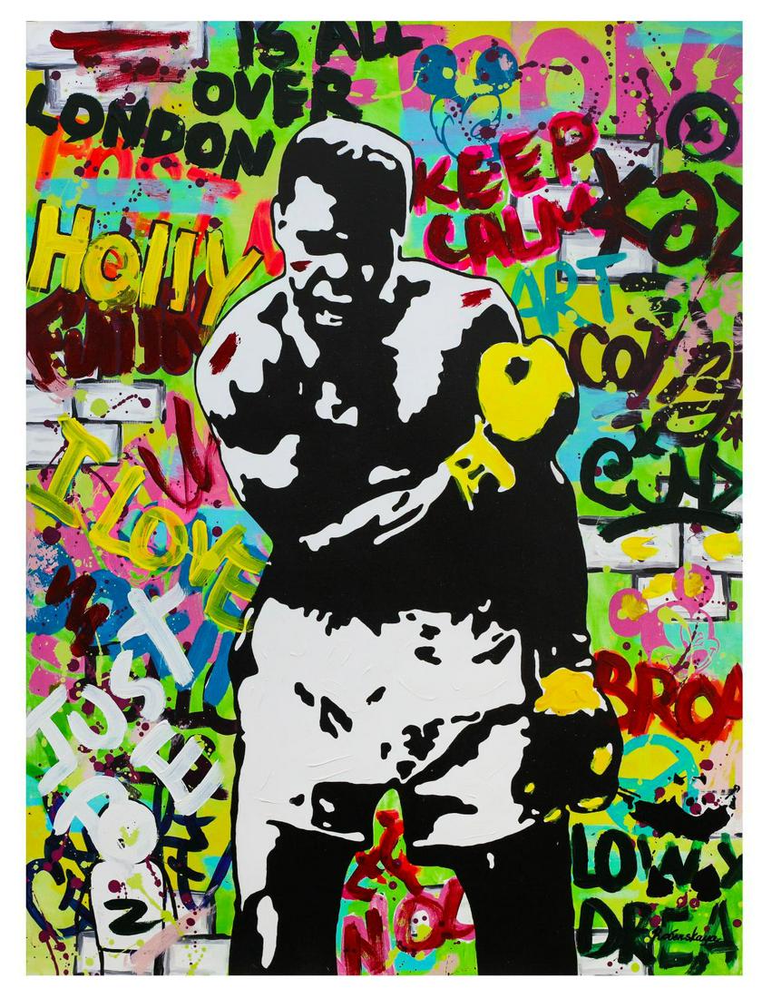 Nastya Rovenskaya- Mixed Media "Muhammad Ali": Artist: Nastya Rovenskaya. Medium: Mixed Media. Title: Muhammad Ali. Size (Unframed): 40" x 30". Certificate of Authenticity: From the publisher. Reference# 19626.