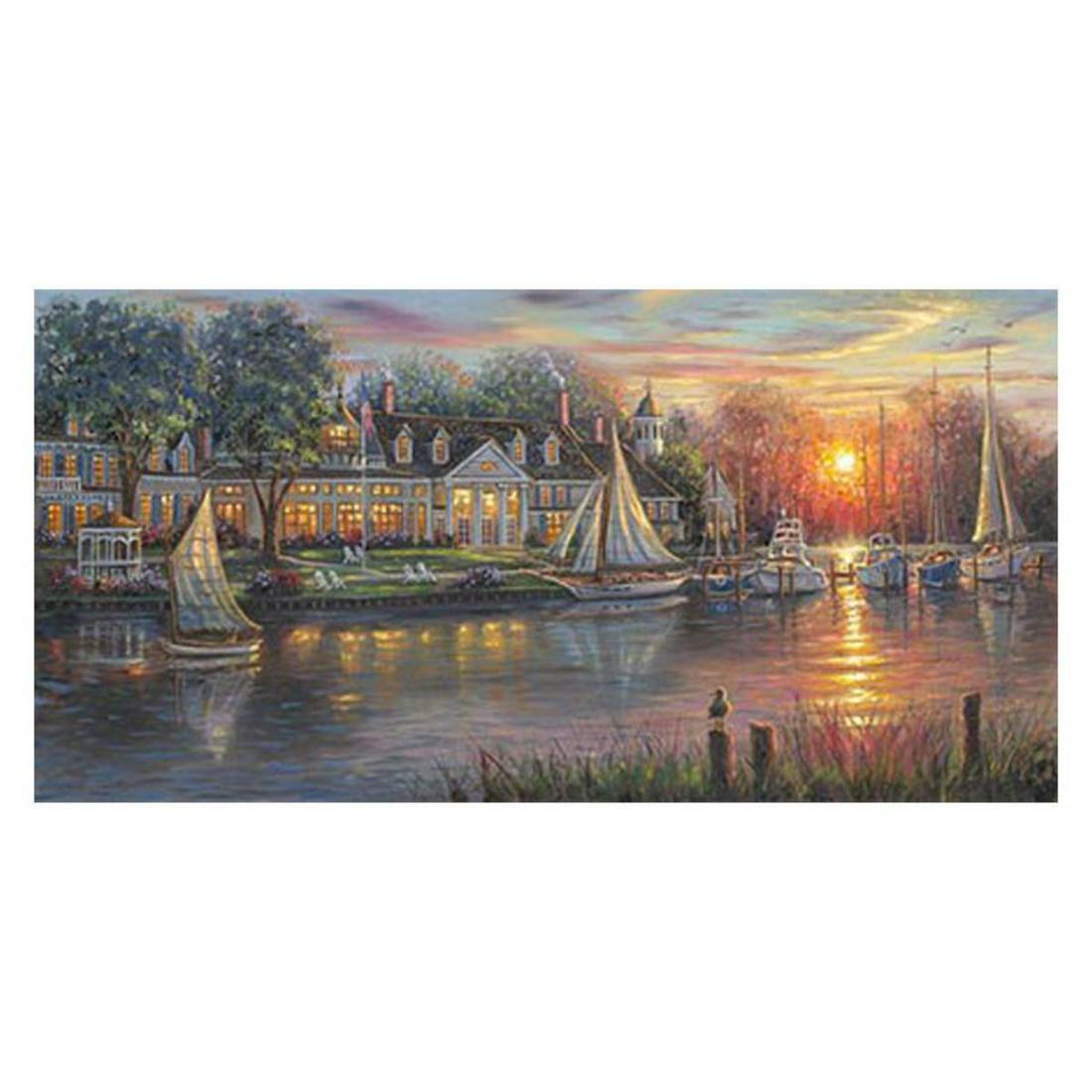 Robert Finale, "Chesapeake Sunrise" Hand Signed, Artist Embellished Limited Edition on Canvas with (1 of 1)