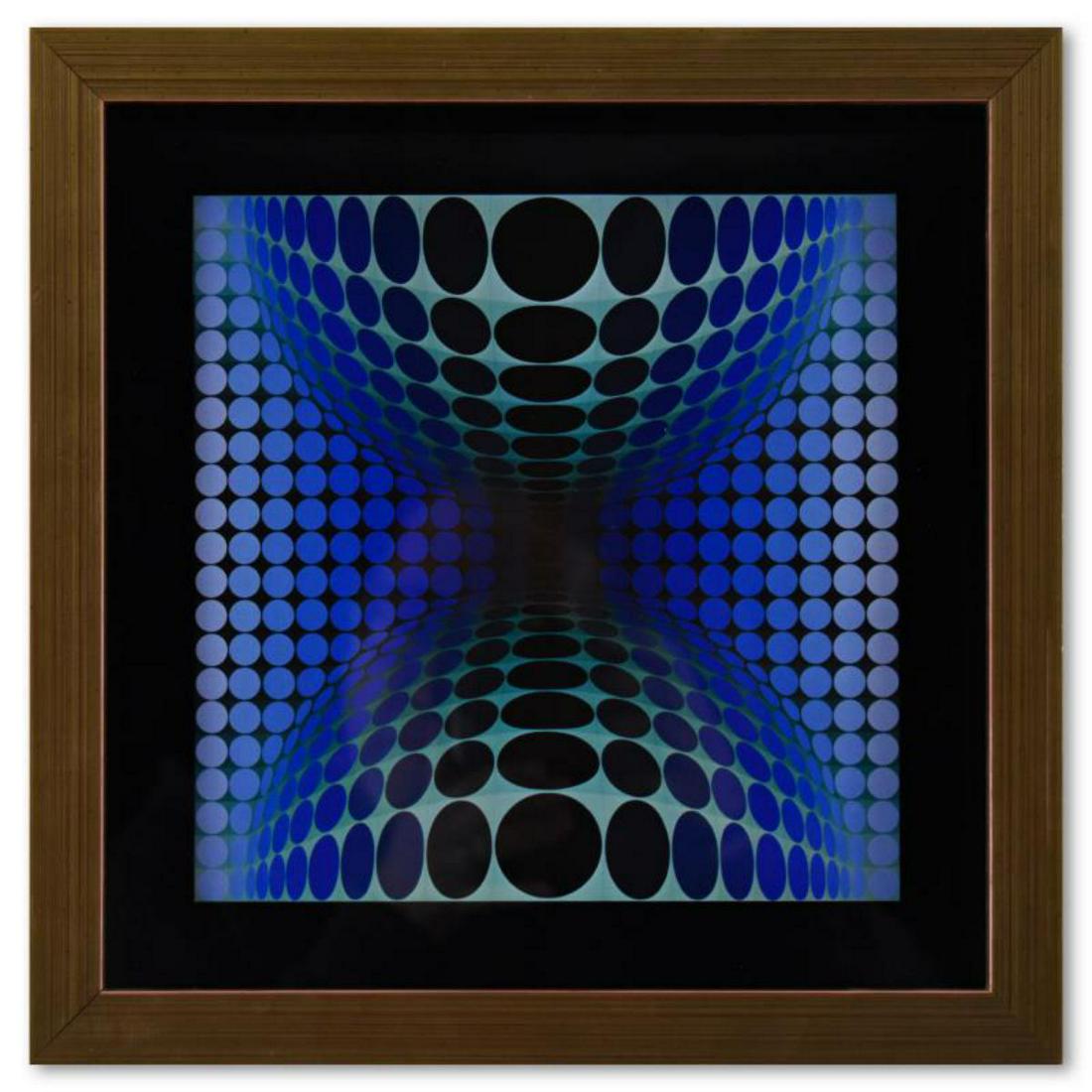 Victor Vasarely (1908-1997), "OND - II de la sÃ©rie Vega" Framed 1971 Heliogravure Print with Letter (1 of 1)