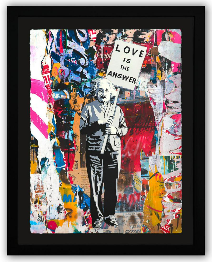 Mr. Brainwash- Original Mixed Media on Deckled Edge Paper "Einstein" (1 of 5)