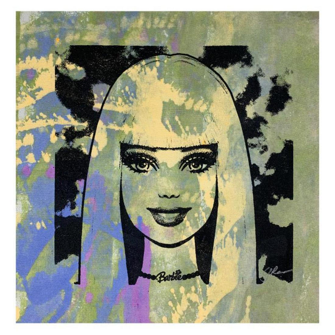 Gail Rodgers, "Barbie" Hand Signed Original Hand Pulled Silkscreen Mixed Media on Canvas with Letter (1 of 2)