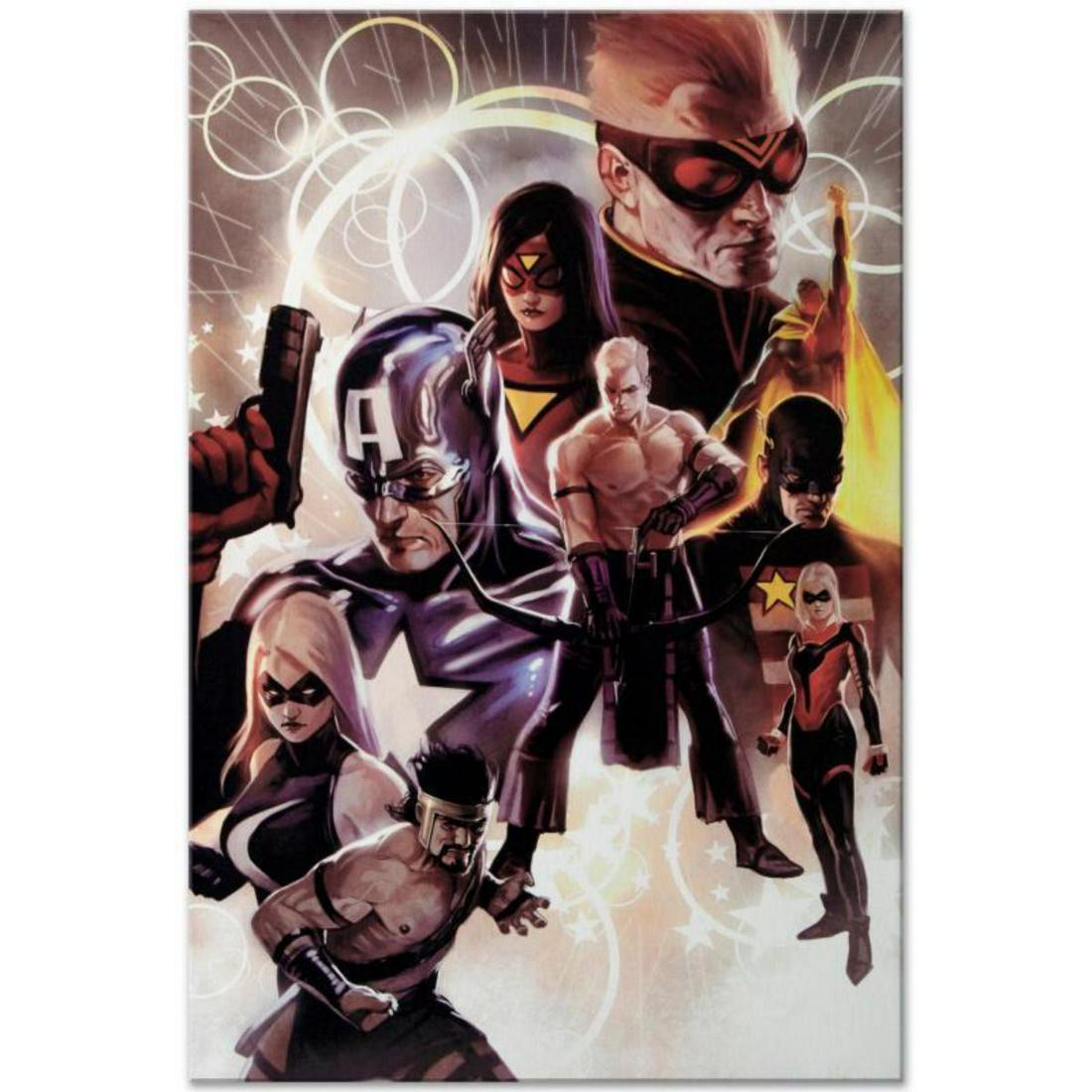 Marvel Comics "The Mighty Avengers #30" Extremely Numbered Limited Edition Giclee on Canvas by Marko: A piece of comic book history, this limited edition, from original art by Marko Djurdjevic, depicts a scene from the classic Avengers series. Marko Djurdjevic was discovered by Marvel after posting a
