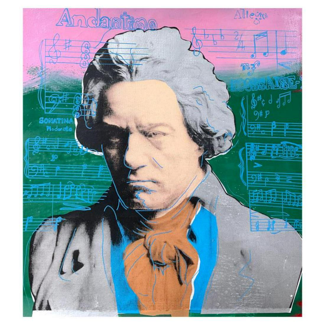 Steve Kaufman (1960-2010), "Beethoven" Hand Painted, Hand Pulled Unique Variation Silkscreen on (1 of 2)