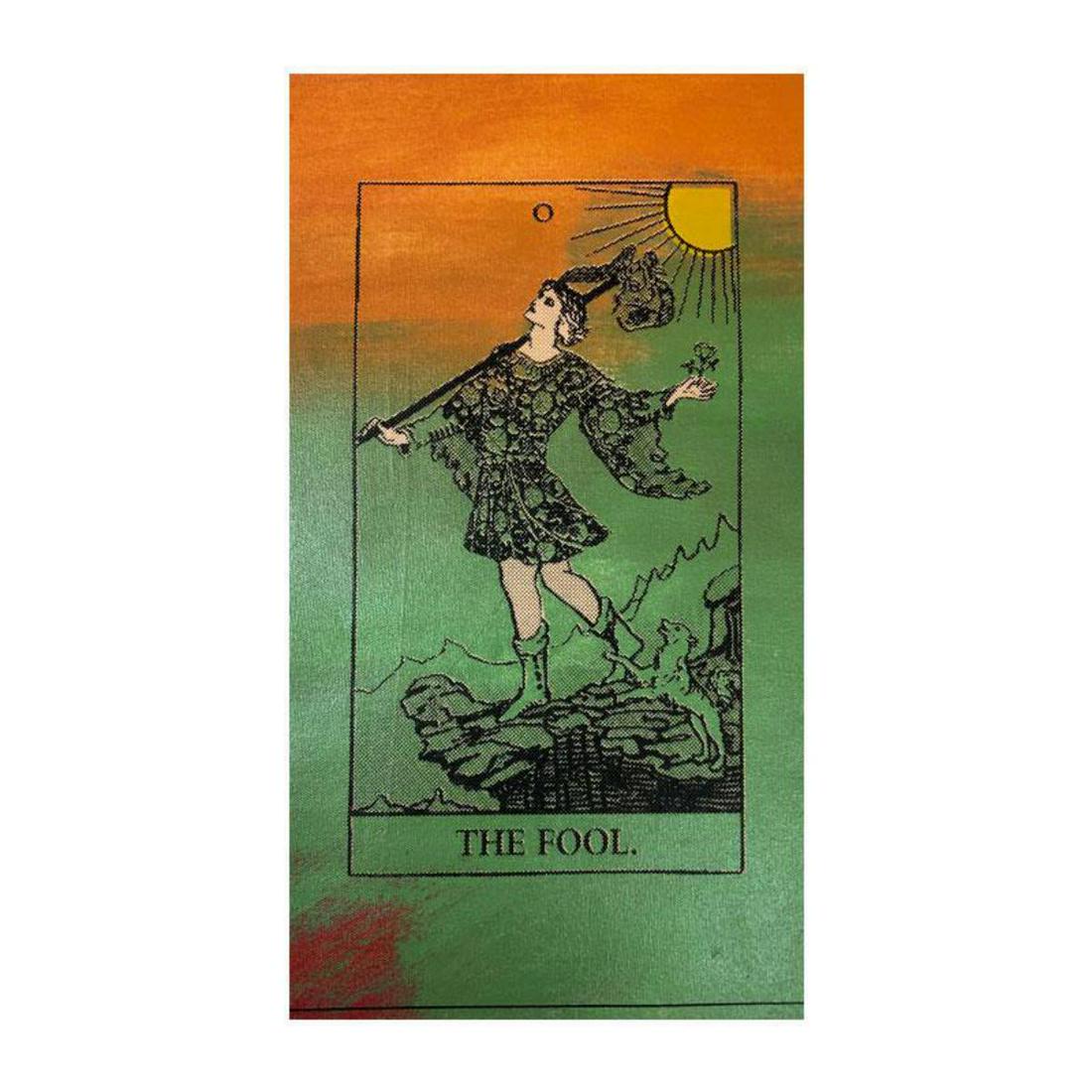 Steve Kaufman (1960-2010) "Tarot, The Fool" Hand Signed and Numbered Limited Edition Hand Pulled: "Tarot, The Fool" is a limited edition hand pulled silkscreen mixed media on canvas by Andy Warhol protege Steve Kaufman (1960-2010). This piece is numbered and 15/50 and hand signed inverso. Includes