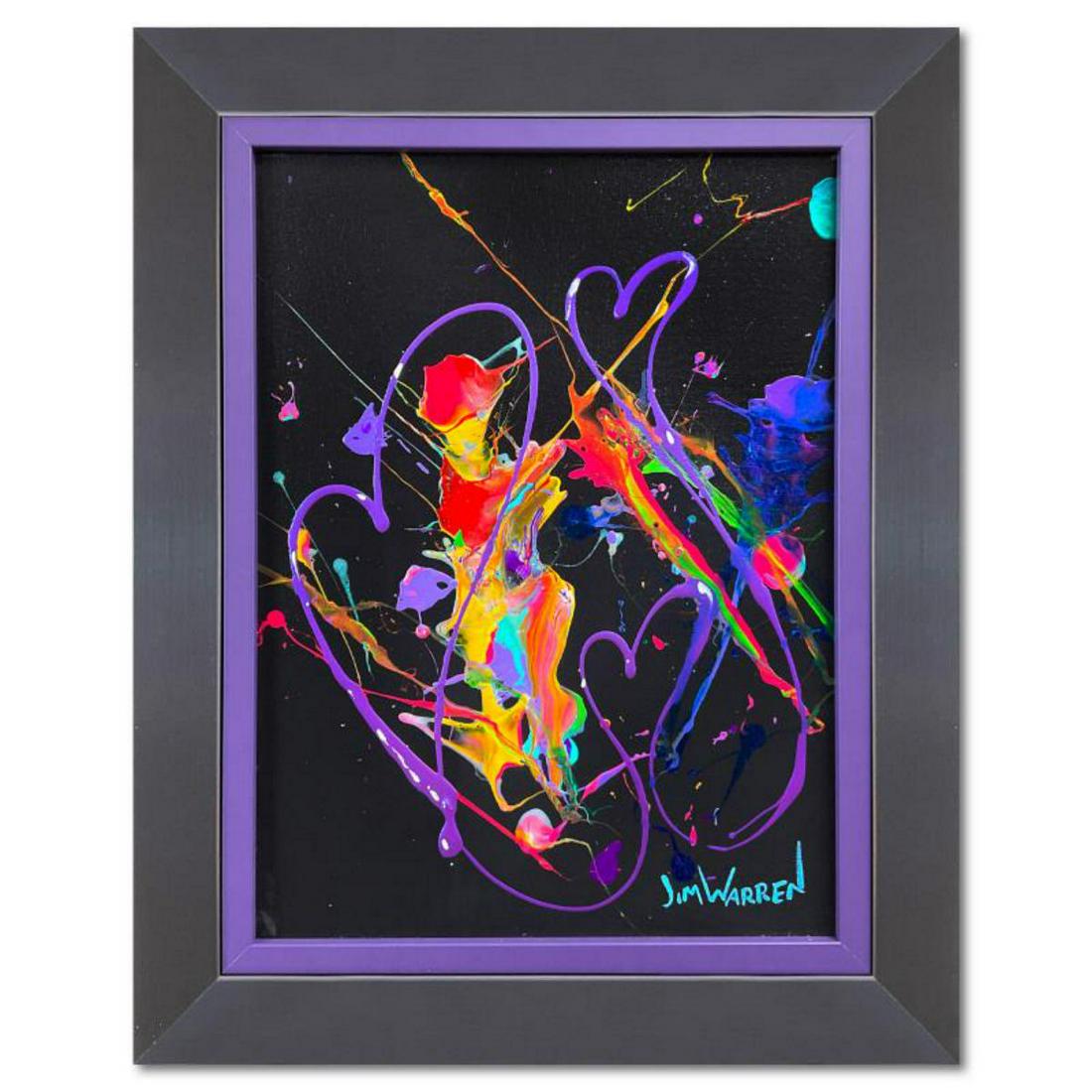 Jim Warren, "Purple Hearts" Framed Original Acrylic Painting on Canvas, Hand Signed with Letter of (1 of 3)