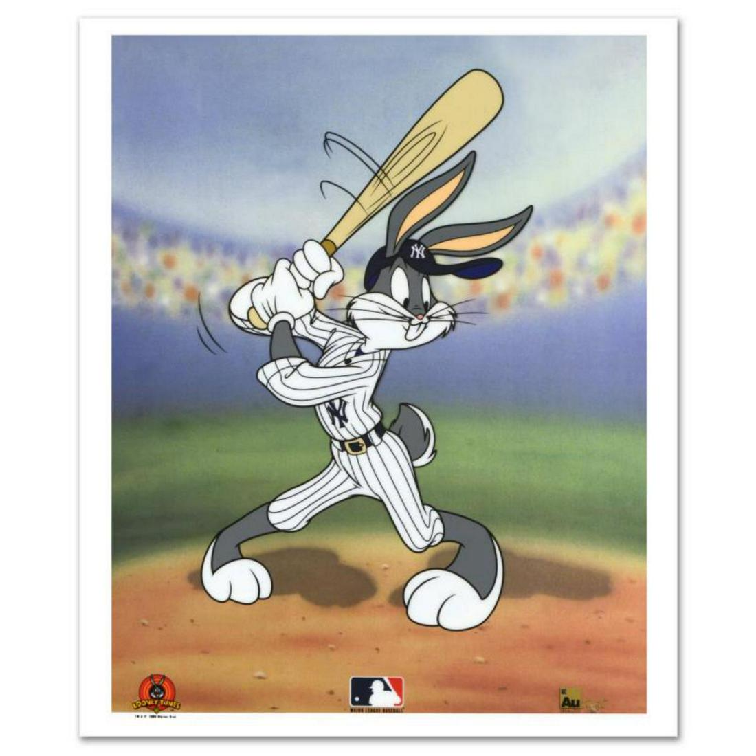 "Bugs Bunny at Bat for the Yankees" Limited Edition Sericel from Warner Bros., with the MLB Logo. (1 of 2)