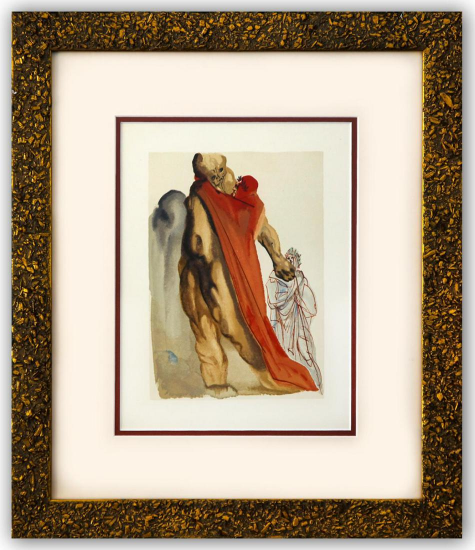 Salvador Dali- Original Color Woodcut on B.F.K. Rives Paper "Purgatory 5": Artist: Salvador Dali. Medium: Original Color Woodcut on B.F.K. Rives Paper. Title: Purgatory 5. Size (Unframed): 13" x 10". Measures approx. (Framed): 22" x 18". Certificate of Authenticity: Is inclu