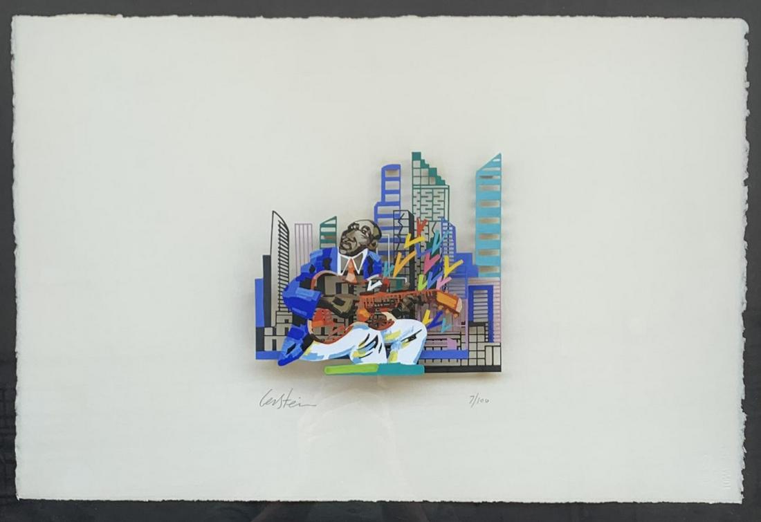 David Gerstein Limited edition mixed medi 3D "Guitar Player ": Artist: David Gerstein . Medium: Limited edition mixed medi 3D . Title: Guitar Player . Frame Size: 20X30". Reference# 32054.