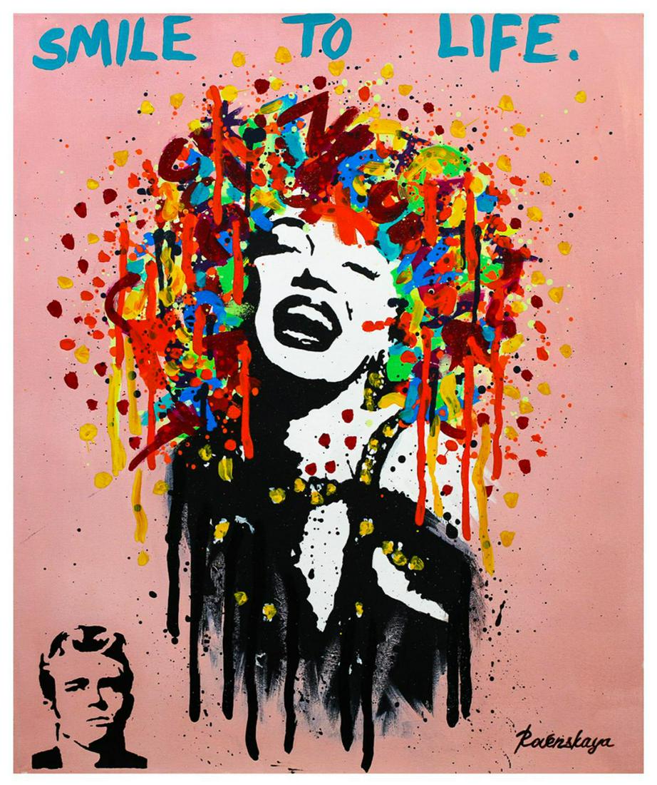 Nastya Rovenskaya- Mixed Media "Marilyn Monroe is Happy" (1 of 1)