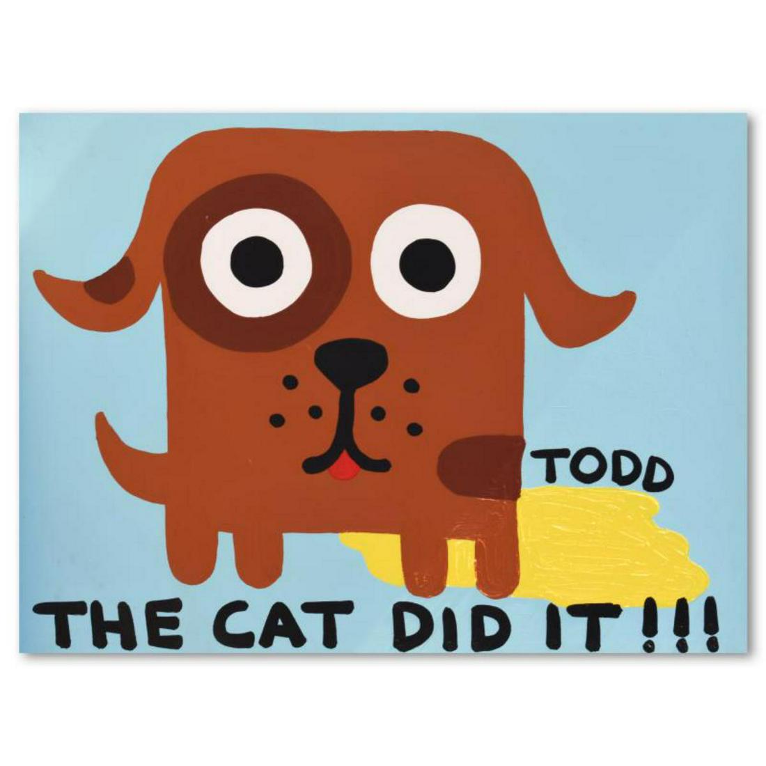 Todd Goldman, "The Cat Did It" Original Acrylic Painting on Gallery Wrapped Canvas (48" x 36"), Hand (1 of 2)