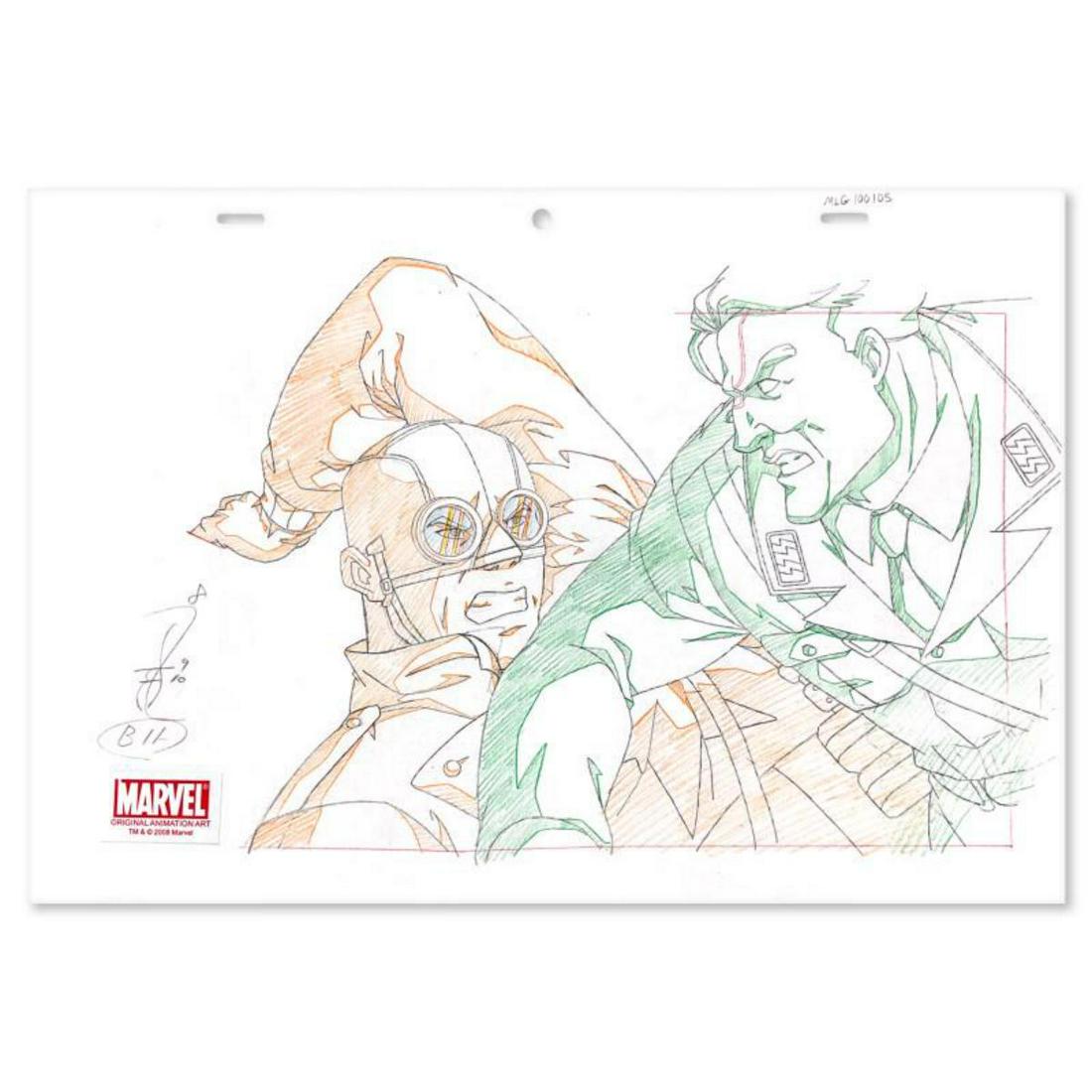 Marvel Comics, "Captain America" Original Production Drawing on Animation Paper, with Letter of (1 of 2)