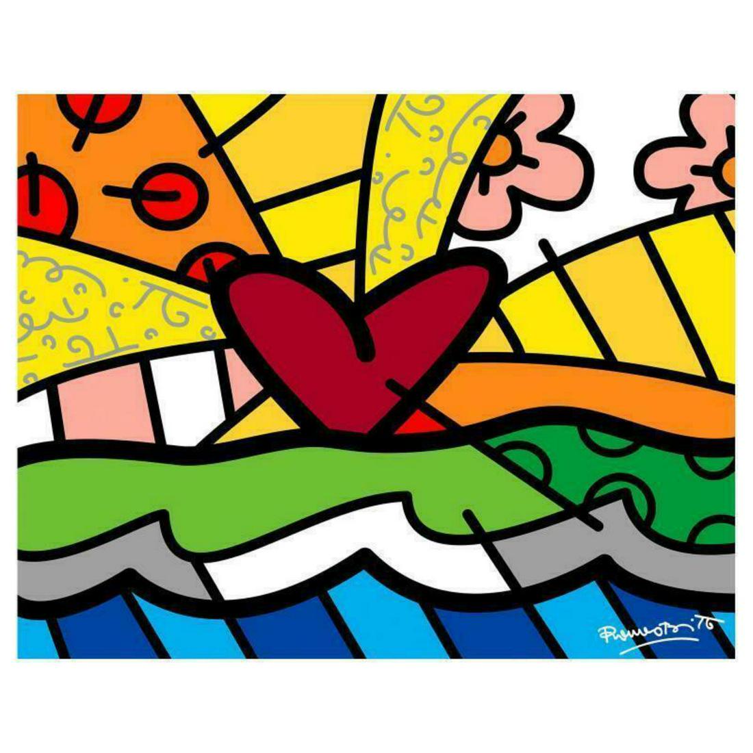 Britto, "Forever" Hand Signed Limited Edition Giclee on Canvas; COA (1 of 2)