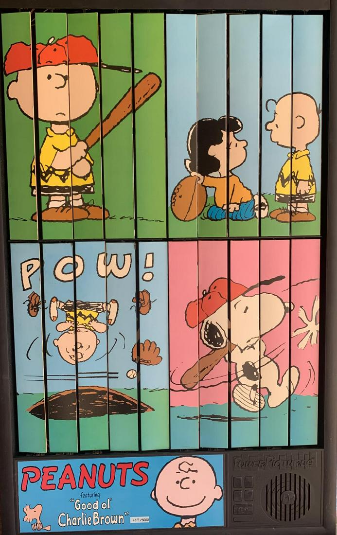 Charlie Brown Limited edition Electric motorized movable art framed: Artist: Charlie Brown. Medium: Limited edition Electric motorized movable art framed. Frame Size: 36x24". Additional: Certificate of air to cry and original box included. Condition : This item require