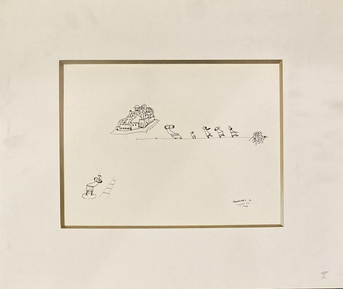 Raphael Abecassis Original Pen and Ink on paper 1988 "Untitled " (1 of 1)