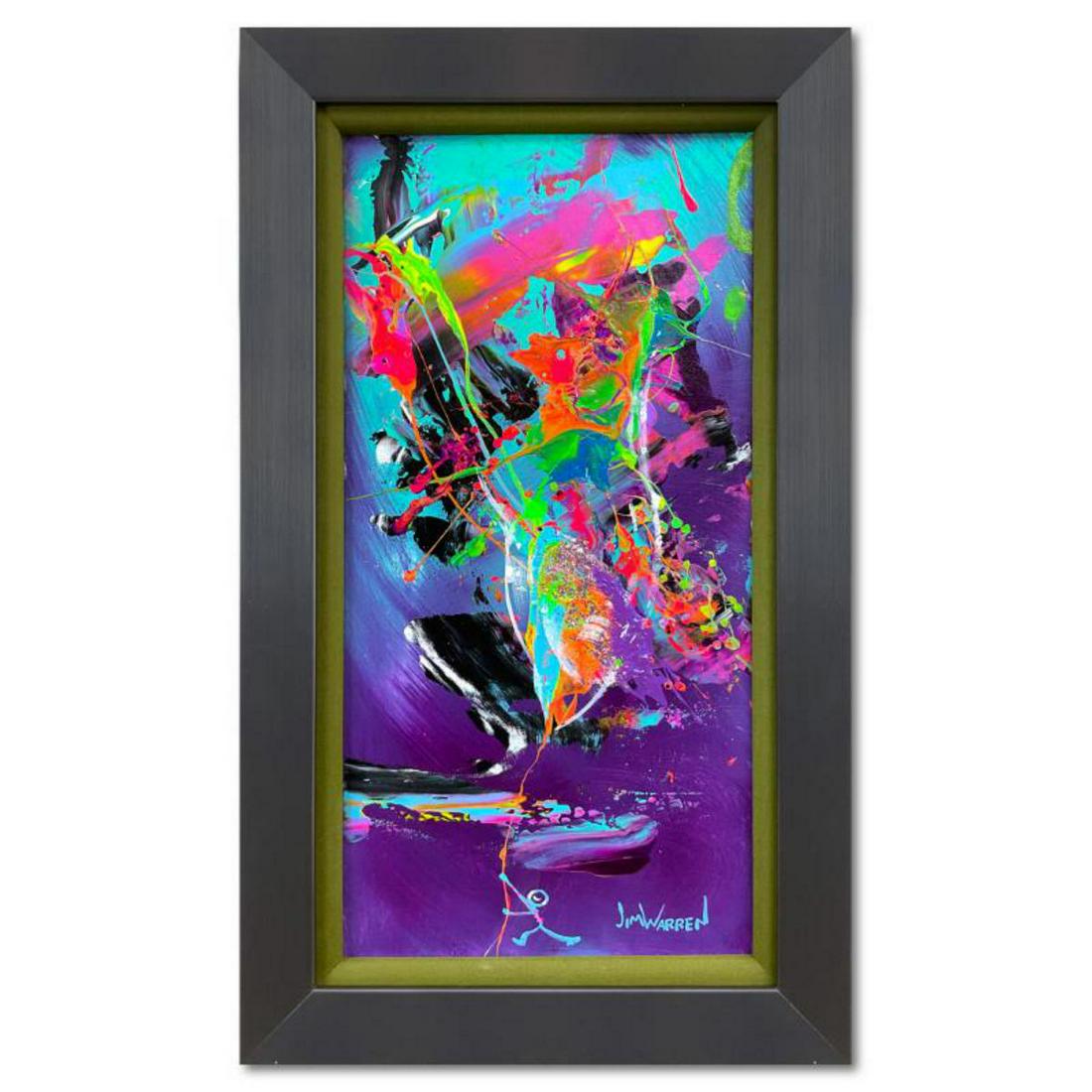 Jim Warren, "Abstract Balloon" Framed Original Acrylic Painting on Canvas, Hand Signed with Letter (1 of 3)