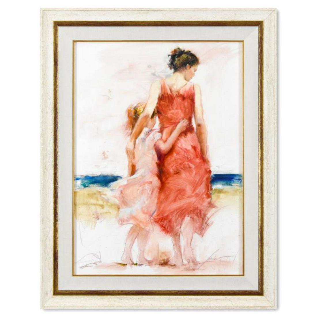 Pino (1939-2010), "Wrapped In Arms" Framed Original Oil Study on Board, Hand Signed with Certificate (1 of 2)