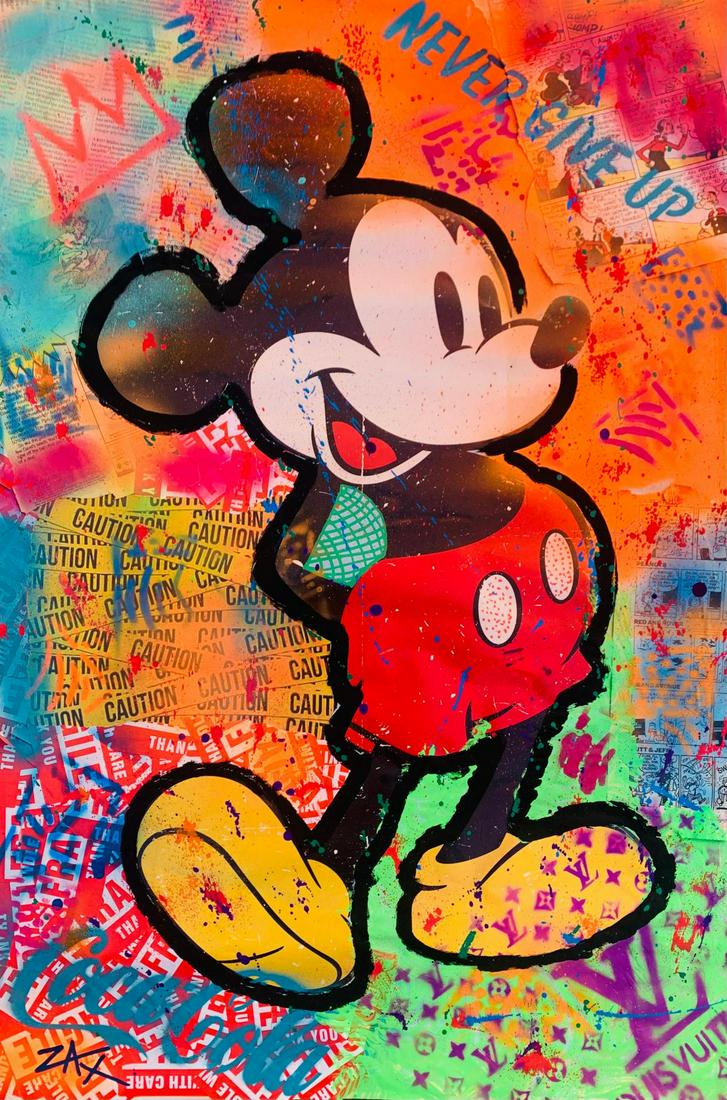 E.M. Zax 1/1 mixed media unique on paper "Mickey" (1 of 6)