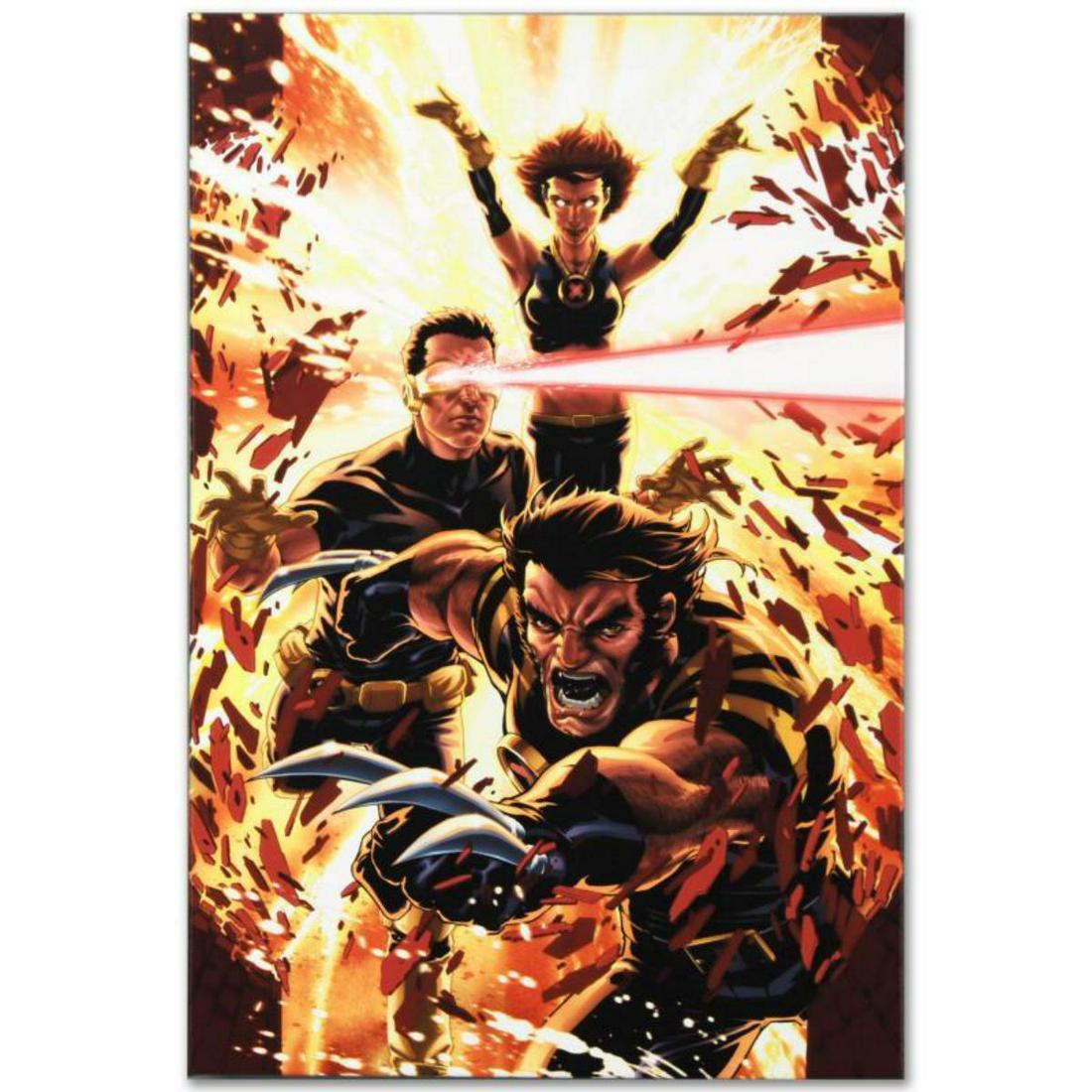 Marvel Comics "Ultimatum: X-Men Requiem #1" Numbered Limited Edition Giclee on Canvas by Mark Brooks: A piece of comic book history, this limited edition, from original art by Mark Brooks, depicts an intense scene with Cyclops, Wolverine and Jean Grey. Brooks has worked on Marvel Age, Cable & Deadpool