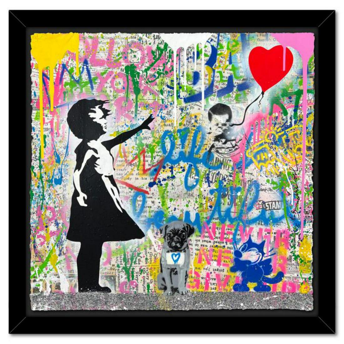 Mr. Brainwash, "Balloon Girl" Framed Mixed Media Original, Hand Signed with Certificate of (1 of 3)
