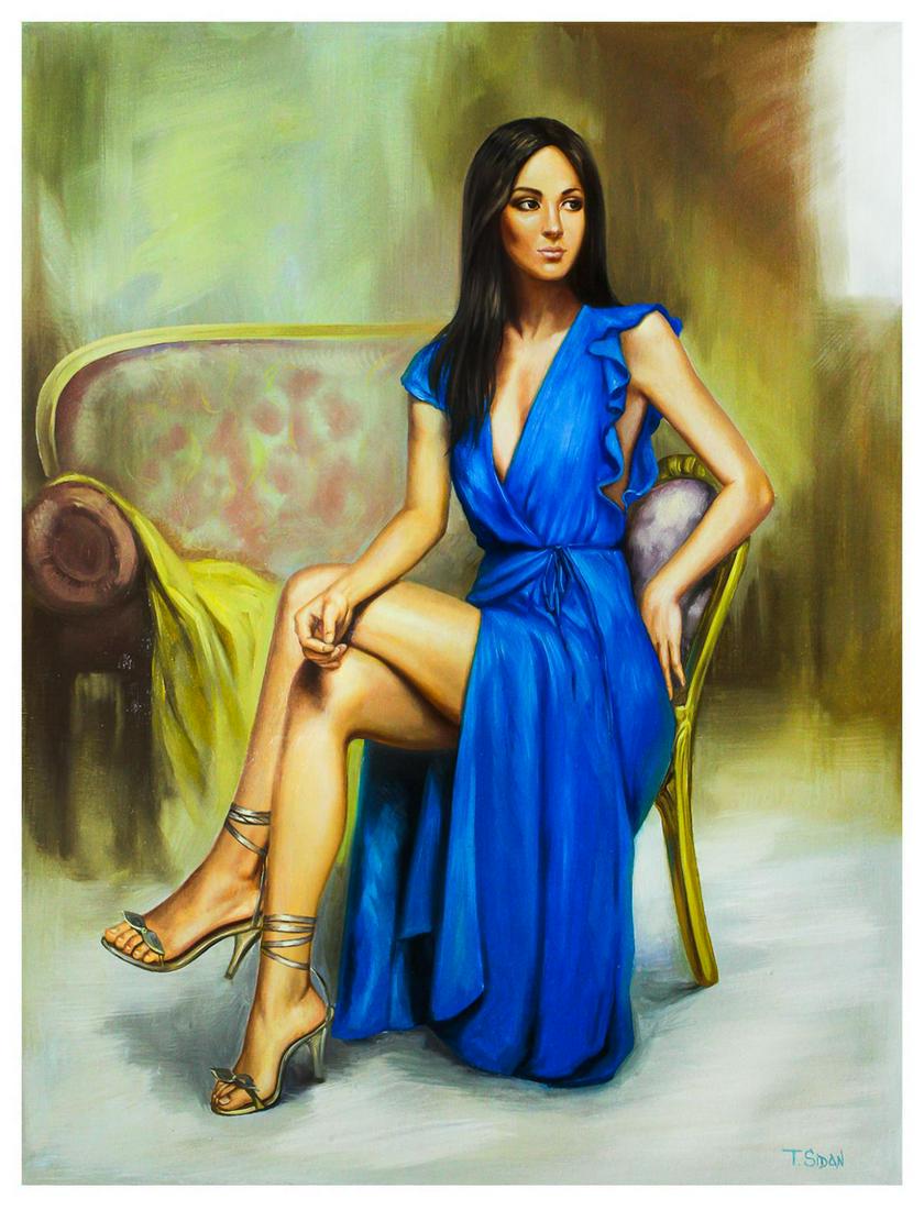 Taras Sidan- Original Oil on Canvas "Maya": Artist: Taras Sidan. Medium: Original Oil on Canvas. Title: Maya. Size (Unframed): 40" x 30". Certificate of Authenticity: From the publisher. Reference# 19188.