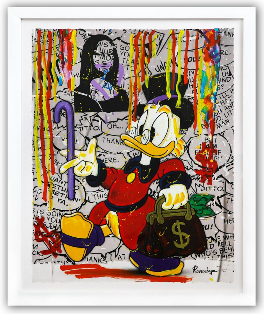 Nastya Rovenskaya- Original Mixed Media on Paper "Uncle Scrooge" (1 of 2)
