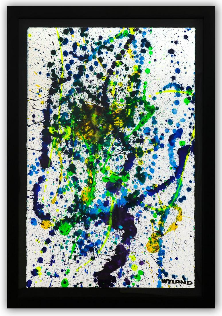 Wyland- Original Watercolor Painting on Deckle Edge Paper "Abstract Drip" (1 of 3)