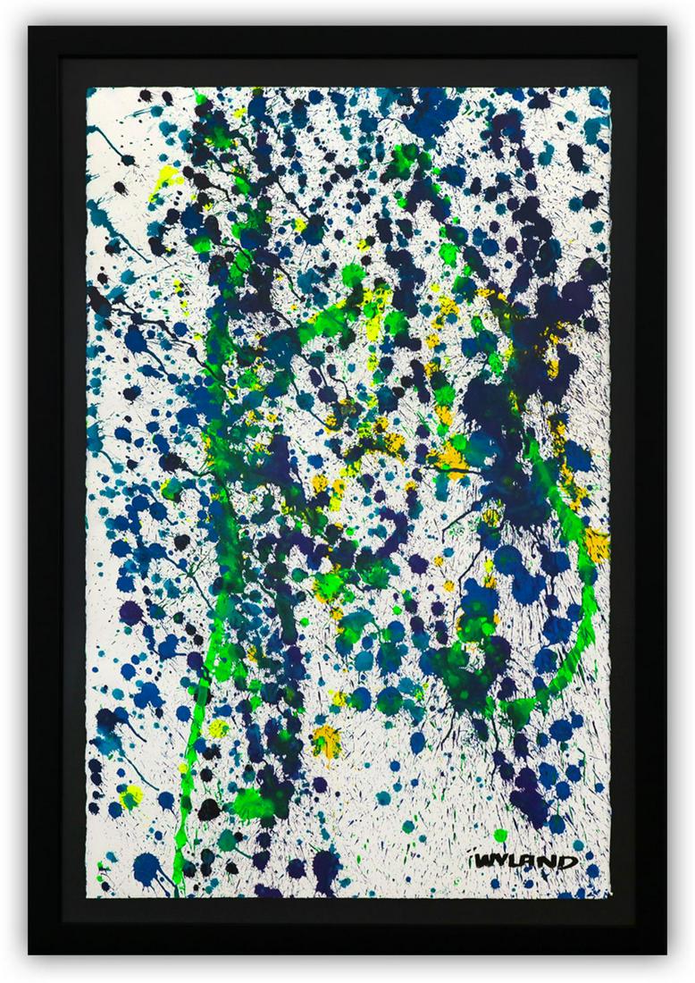 Wyland- Original Watercolor Painting on Deckle Edge Paper "Abstract Drip" (1 of 3)