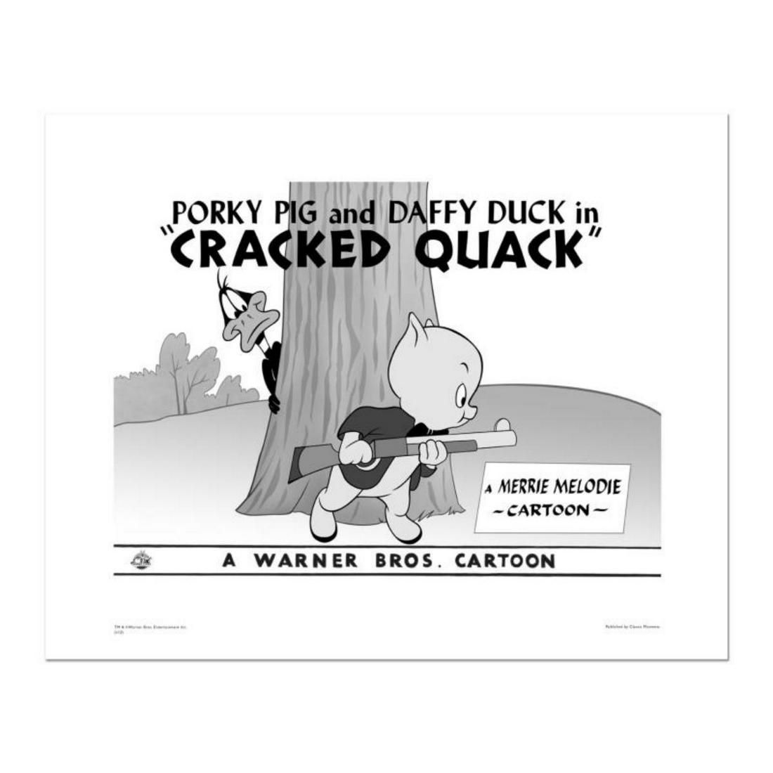 "Cracked Quack" Numbered Limited Edition Giclee from Warner Bros. with Certificate of Authenticity.: "Cracked Quack" is a limited edition giclee on paper from Warner Bros. featuring iconic Looney Tunes characters. The art was taken from an original Lobby Card used to promote "Cracked Quack" released 