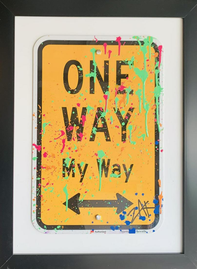 E.M. Zax Hand painted metal street sign "One Way..." (1 of 1)