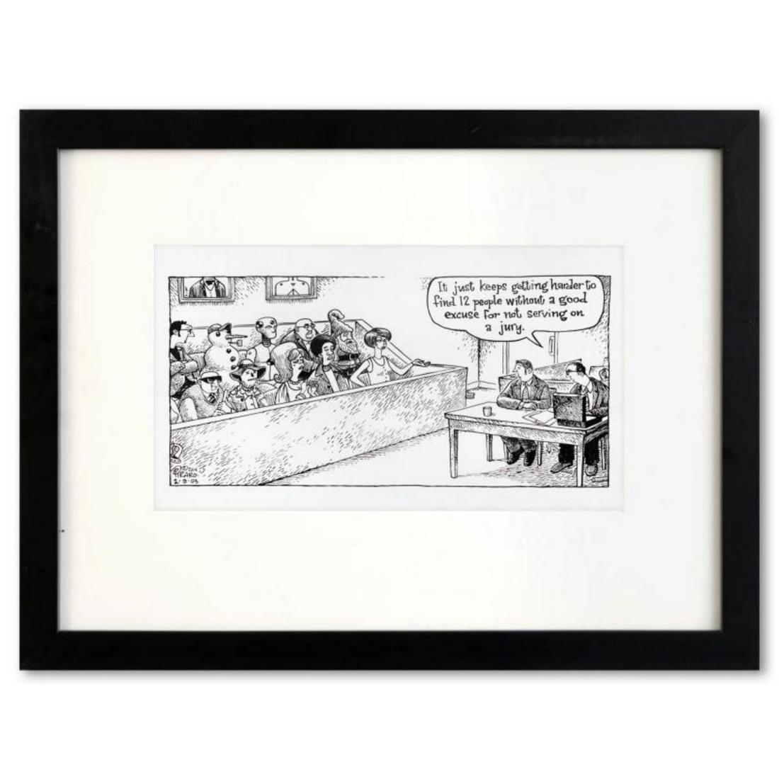 Bizarro, "Jury Duty" is a Framed Original Pen & Ink Drawing by Dan Piraro, Hand Signed with Letter (1 of 1)