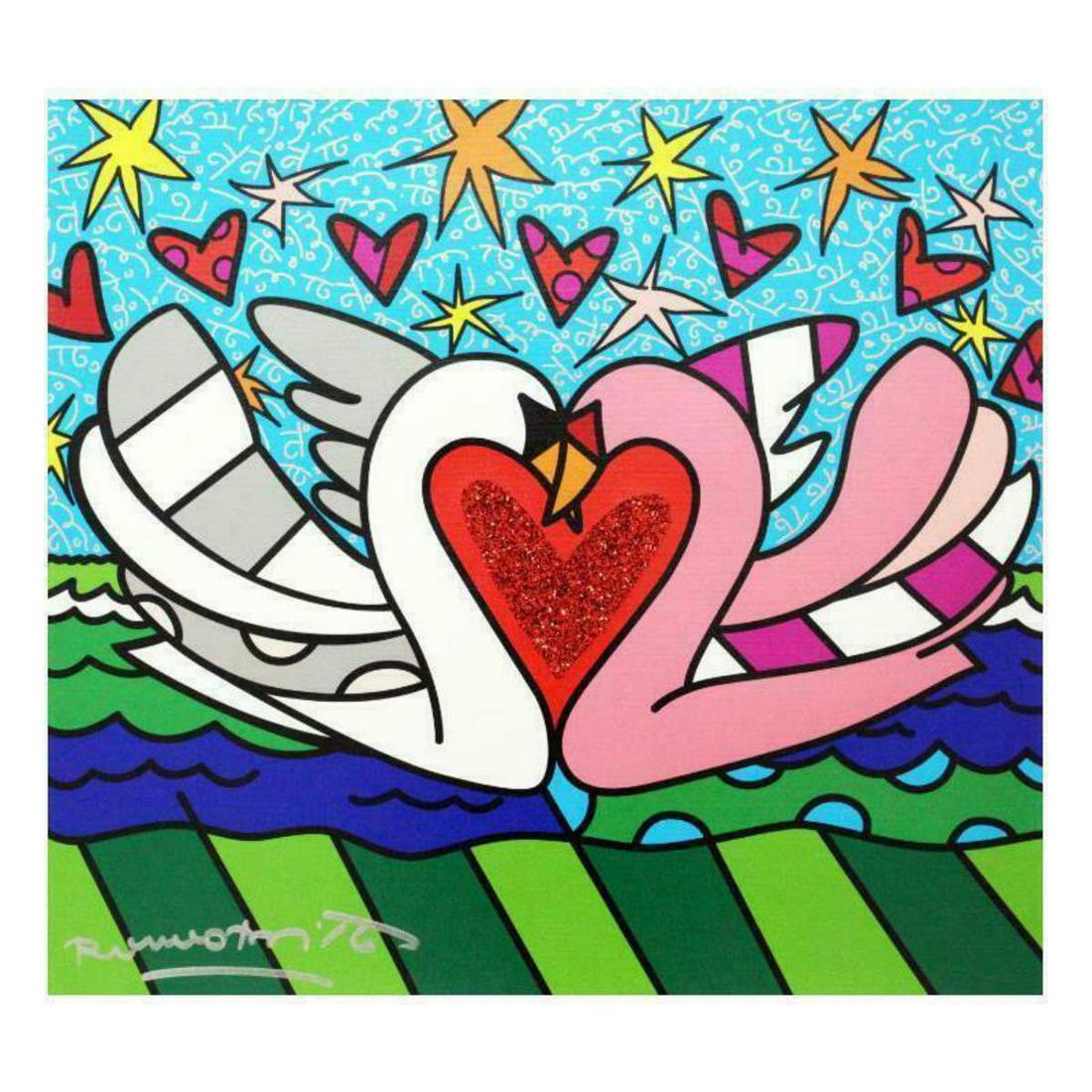 Britto, "Soul Mate" Hand Signed Limited Edition Giclee on Canvas; Authenticated (1 of 1)