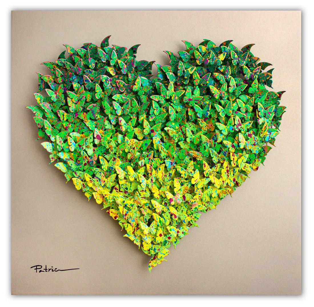 Patricia Govezensky- Original 3D Metal Art on Wood "Heart": Artist: Patricia Govezensky. Medium: Original 3D Metal Art on Wood. Title: Heart. Size (Unframed): 20" x 20". Certificate of Authenticity: From the publisher. Reference# 20715.