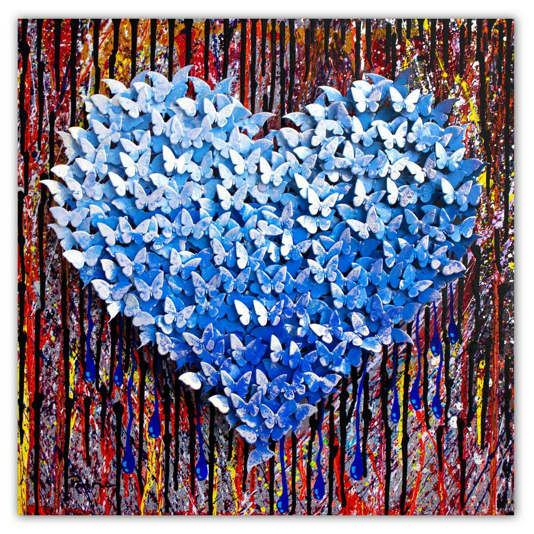 Patricia Govezensky- Original 3D Metal Art on Hand Painted Wood "Heart" (1 of 5)