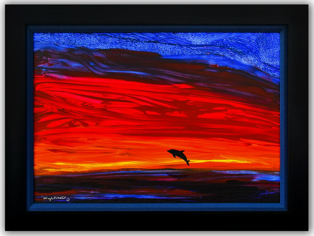 Wyland- Original Painting on Canvas "Dolphin Rising" (1 of 3)