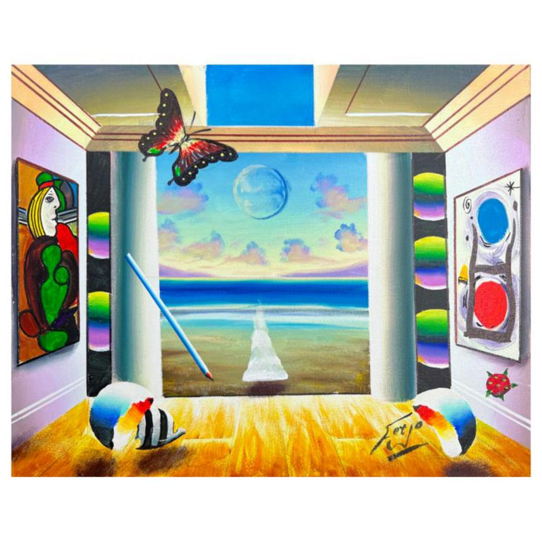 Ferjo, "Views of Paradise" Hand Signed Original Painting on Canvas with Letter of Authenticity (1 of 1)