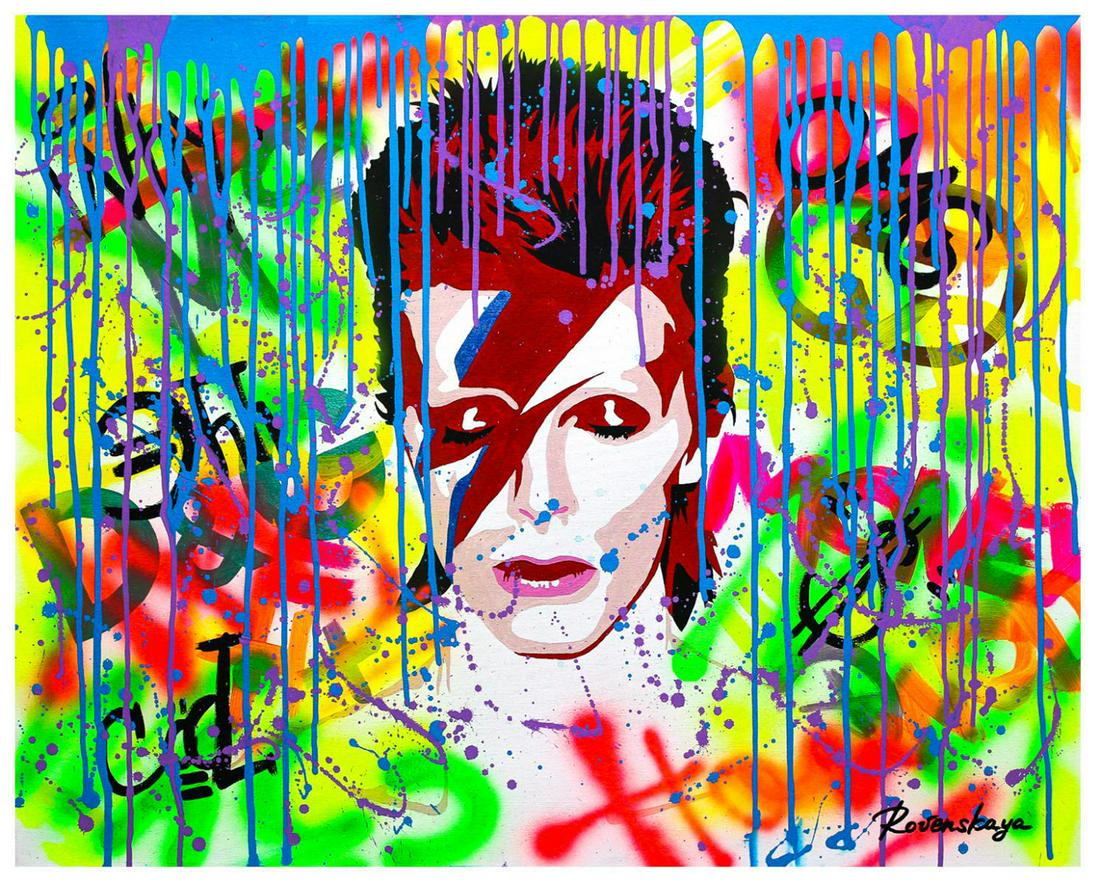 kurry David Bowie ステンシルスプレー アート ポスター-
