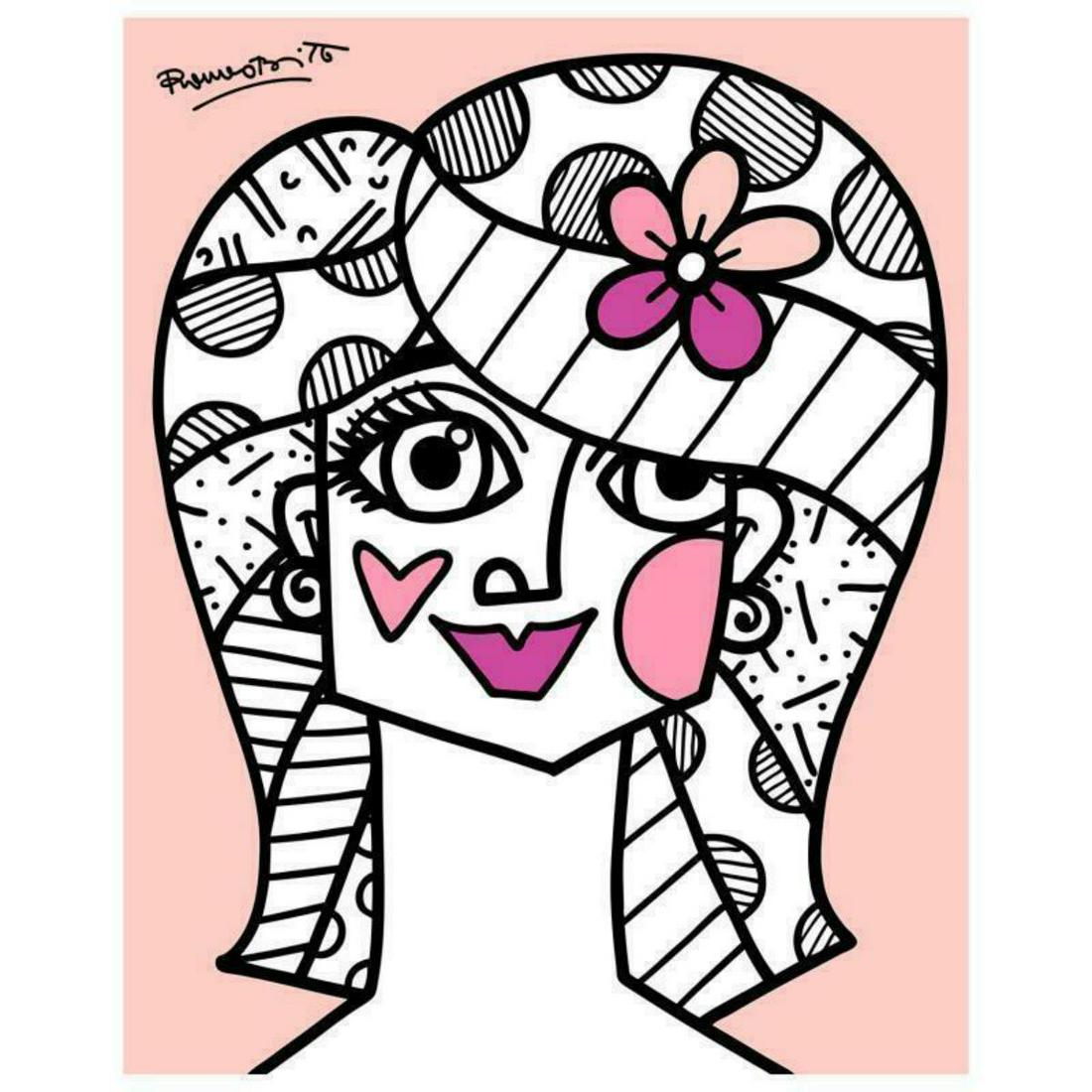 Britto, "Hair Do" Hand Signed Limited Edition Giclee on Canvas; COA (1 of 2)