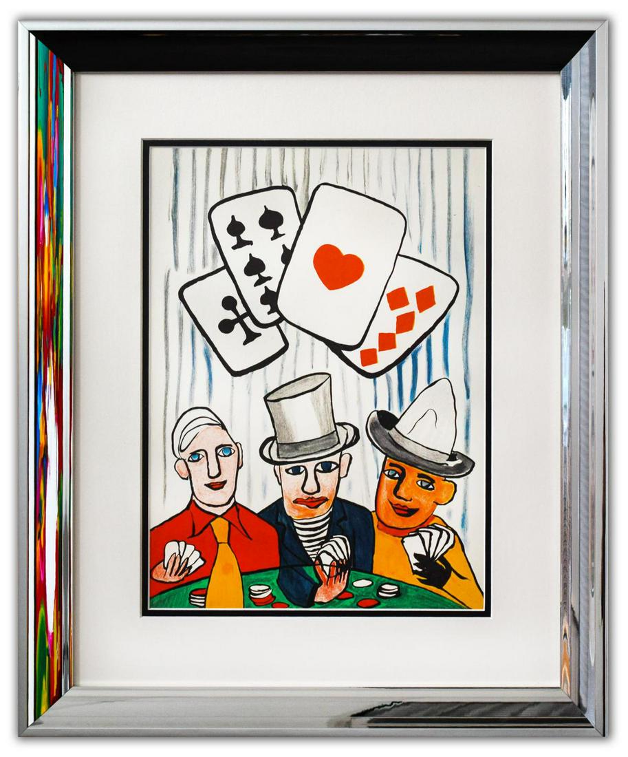 Alexander Calder- Lithograph "DLM212 - Joueurs de cartes I": Artist: Alexander Calder. Medium: Lithograph. Title: DLM212 - Joueurs de cartes I. Size (Unframed): 15" x 11". Measures approx. (Framed): 25" x 20". Certificate of Authenticity: Is included. Additiona