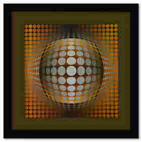 Victor Vasarely (1908-1997), "Vega - Zett - 2 de la sÃ©rie Structures Universelles Du Damier" Framed (1 of 1)