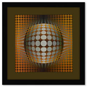 Victor Vasarely (1908-1997), "Vega - Zett - 2 de la sÃ©rie Structures Universelles Du Damier" Framed (1 of 1)