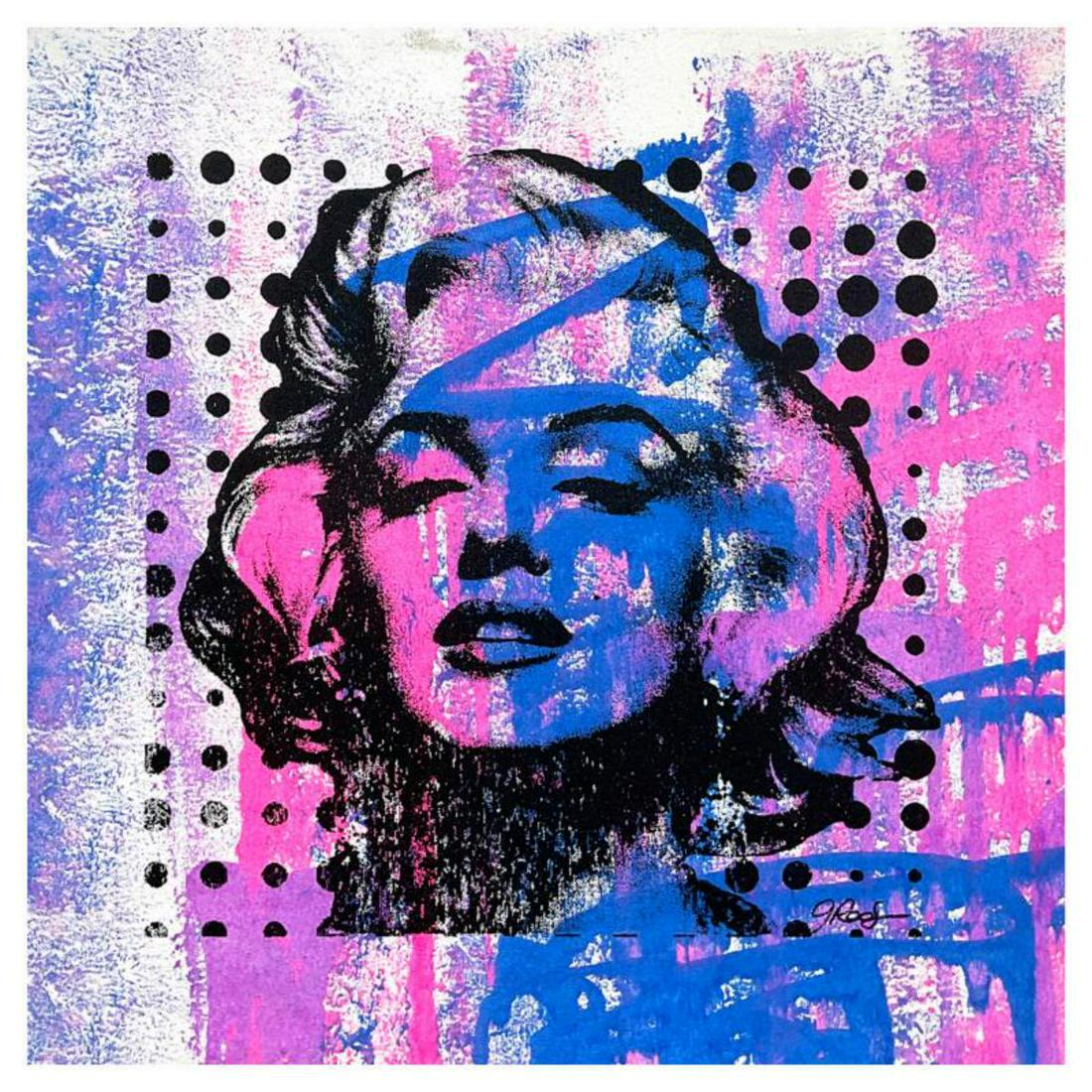 Gail Rodgers, "Marilyn Monroe" One-of-a-Kind Hand Pulled Silkscreen on Canvas, Hand Signed with (1 of 2)