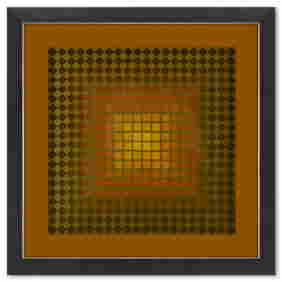 Victor Vasarely (1908-1997), "CTA - 105 - OR de la sÃ©rie CTA - 102" Framed 1971 Heliogravure Print (1 of 1)