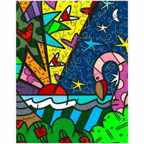 Britto, "Real" Hand Signed Limited Edition Giclee on Canvas; Authenticated (1 of 1)