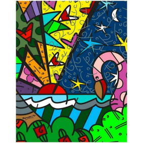 Britto, "Real" Hand Signed Limited Edition Giclee on Canvas; Authenticated (1 of 1)