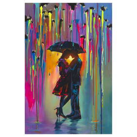 Jim Warren, "Love Protects" Hand Signed, Artist Embellished AP Limited Edition Giclee on Canvas with (1 of 1)