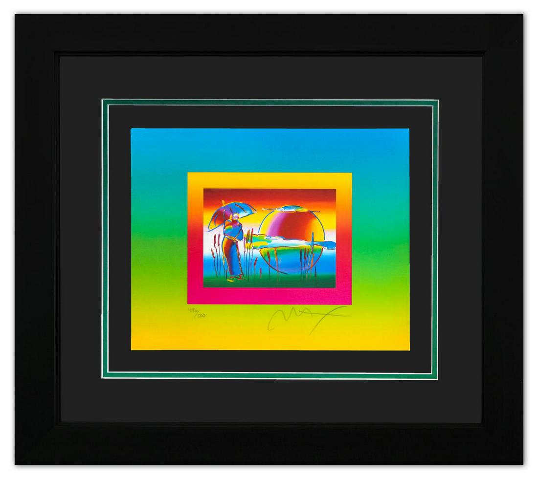 Peter Max- Original Lithograph "Rainbow Umbrella Man on Blends" (1 of 2)