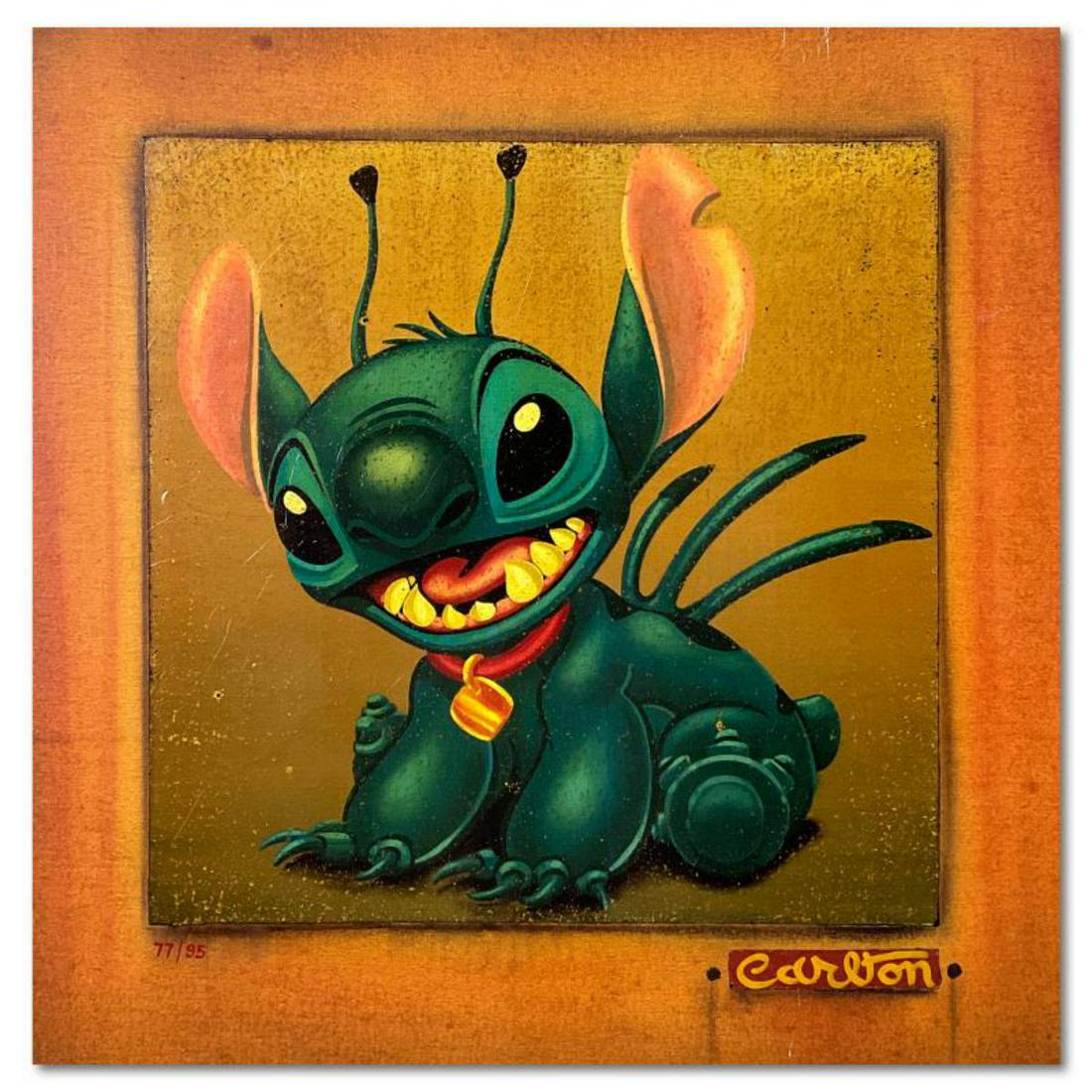 Trevor Carlton, "Stitch" Limited Edition on Gallery Wrapped Canvas from Disney Fine Art, Numbered: Stitch is a limited edition giclee on canvas by Trevor Carlton, numbered 77/95 and hand signed by the artist. This piece is gallery wrapped and licensed by Disney Fine Art. Includes Letter of Authenti